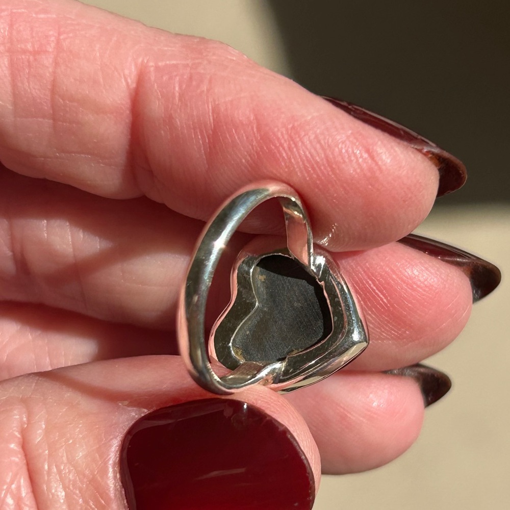 925 Sterling Silver Royal Opal Heart-Shaped Ring - Picture 11 of 15